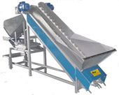 Semi automatic weighing-fillin unit for potatoes